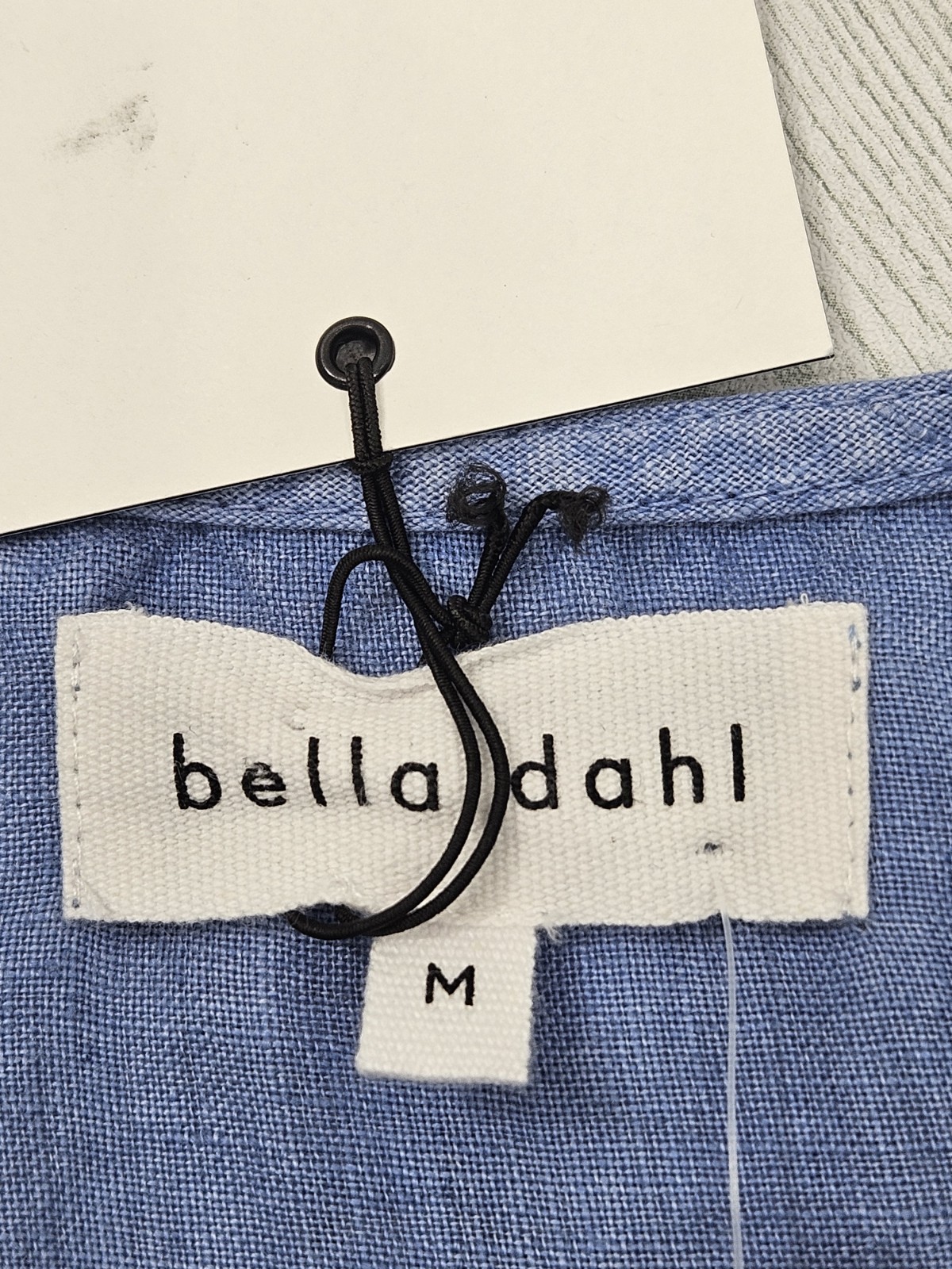 Bella Dahl Belted Smocked Back Linen Dress Womens Medium Blue