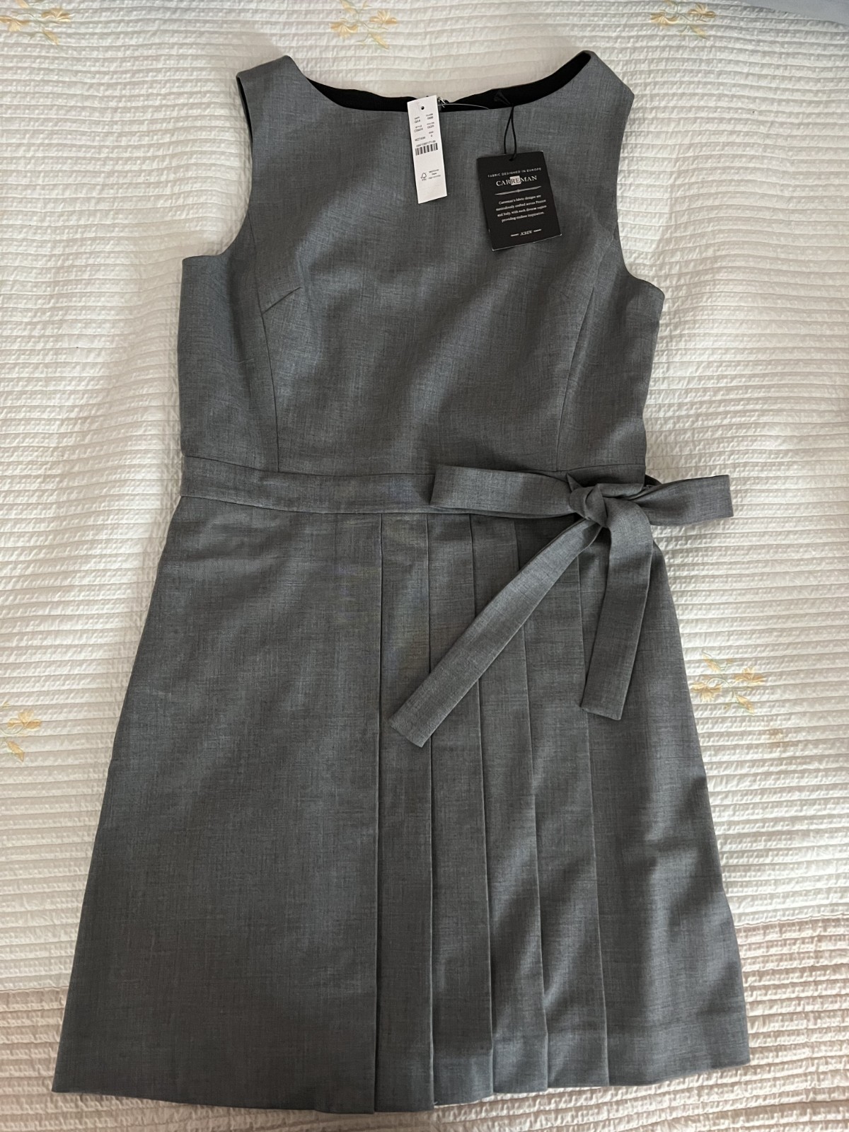 J.CREW PLEATED MINI DRESS WITH TIE DETAIL SIZE 4 GREY CS924