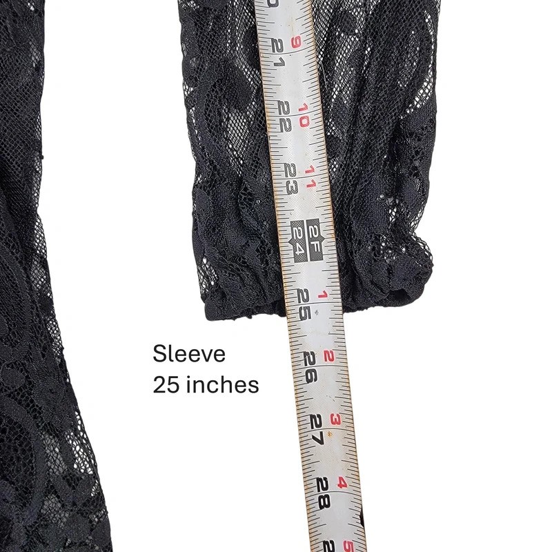 SHEIN Black Lace Overlay Beige Dress with Long Sleeves Size XL