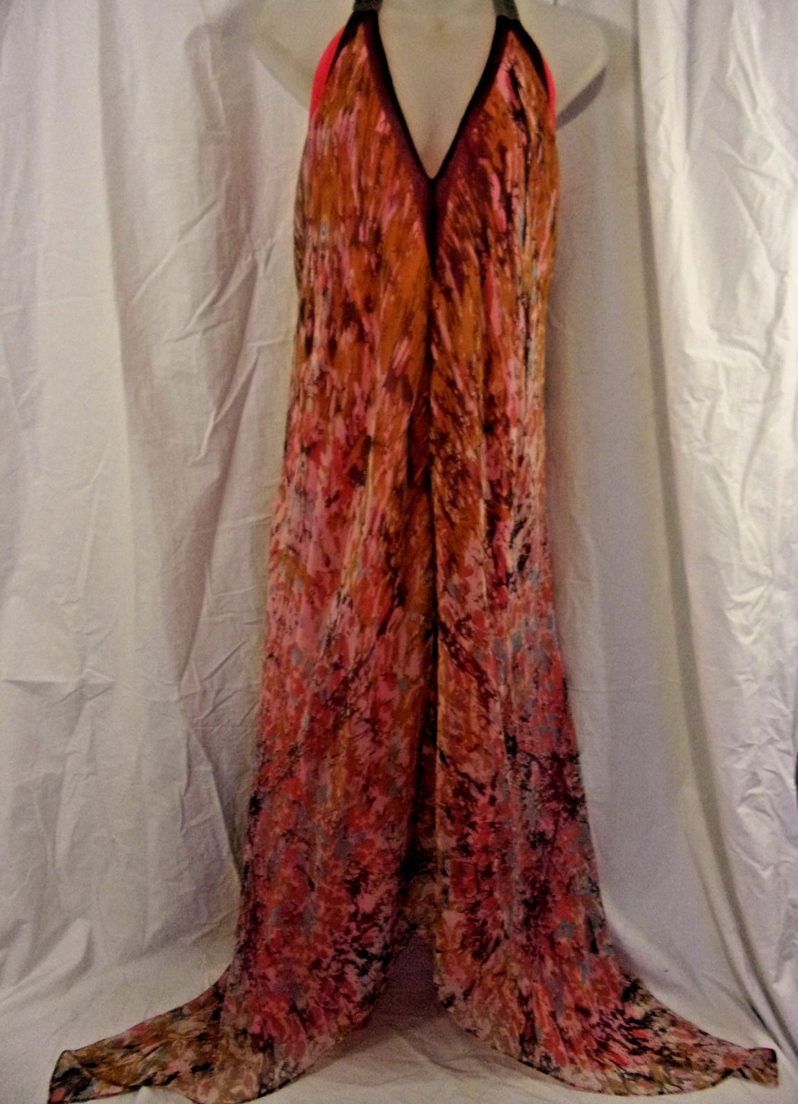Anthropologie James Coviello NYC Silk Halter Scarf Dress Watercolor Pinks XS