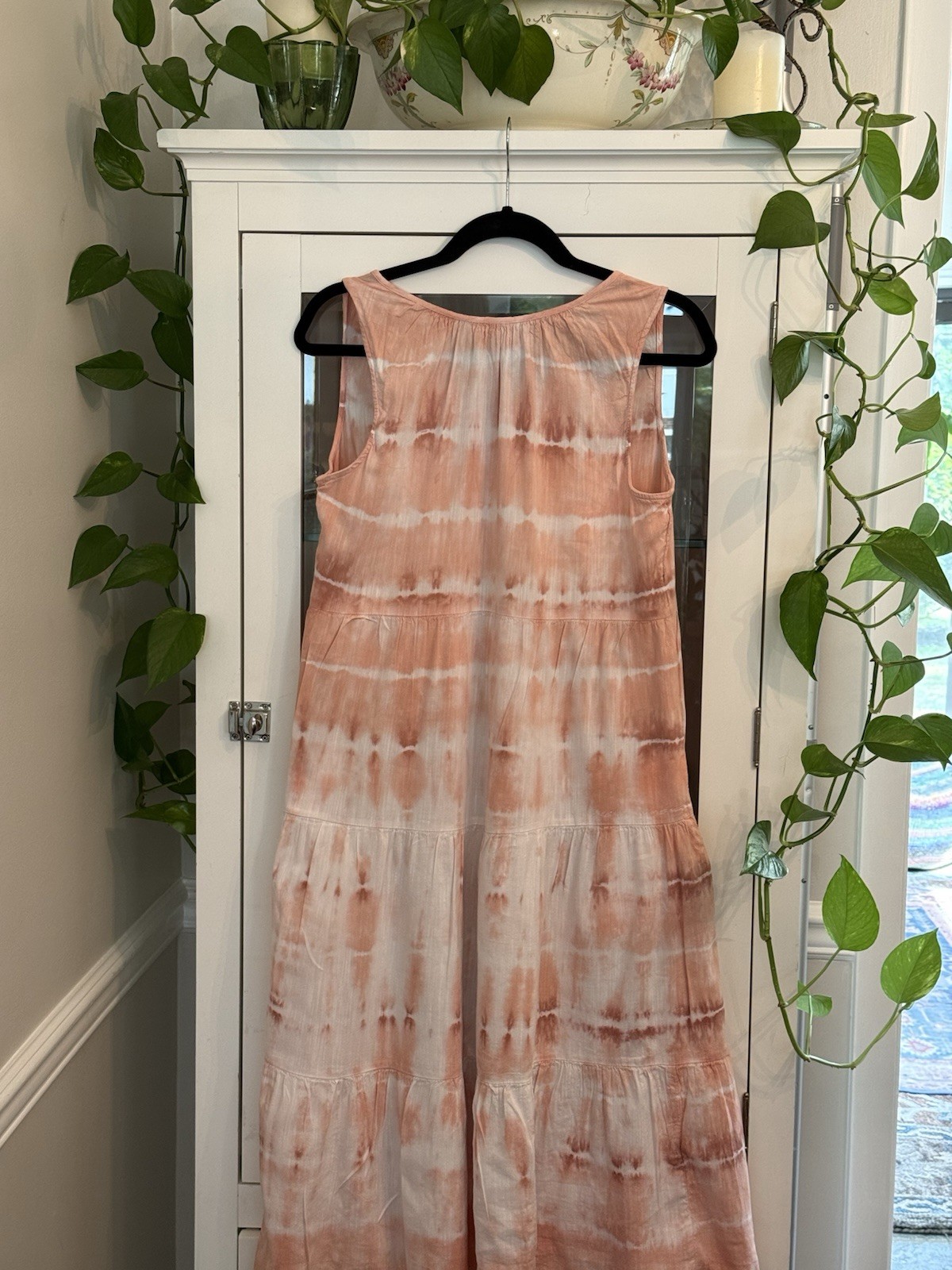 Old Navy Sleeveless Peach Tie Dye Maxi Dress Has Pockets Boho, Summer, Size S