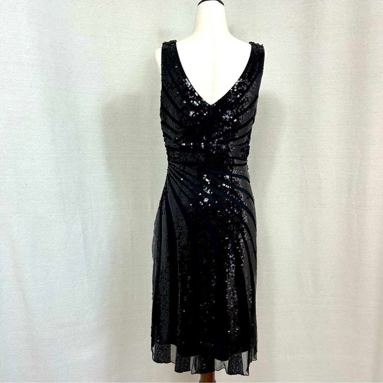 Black JS Collections Sequin Strip Mesh Dress