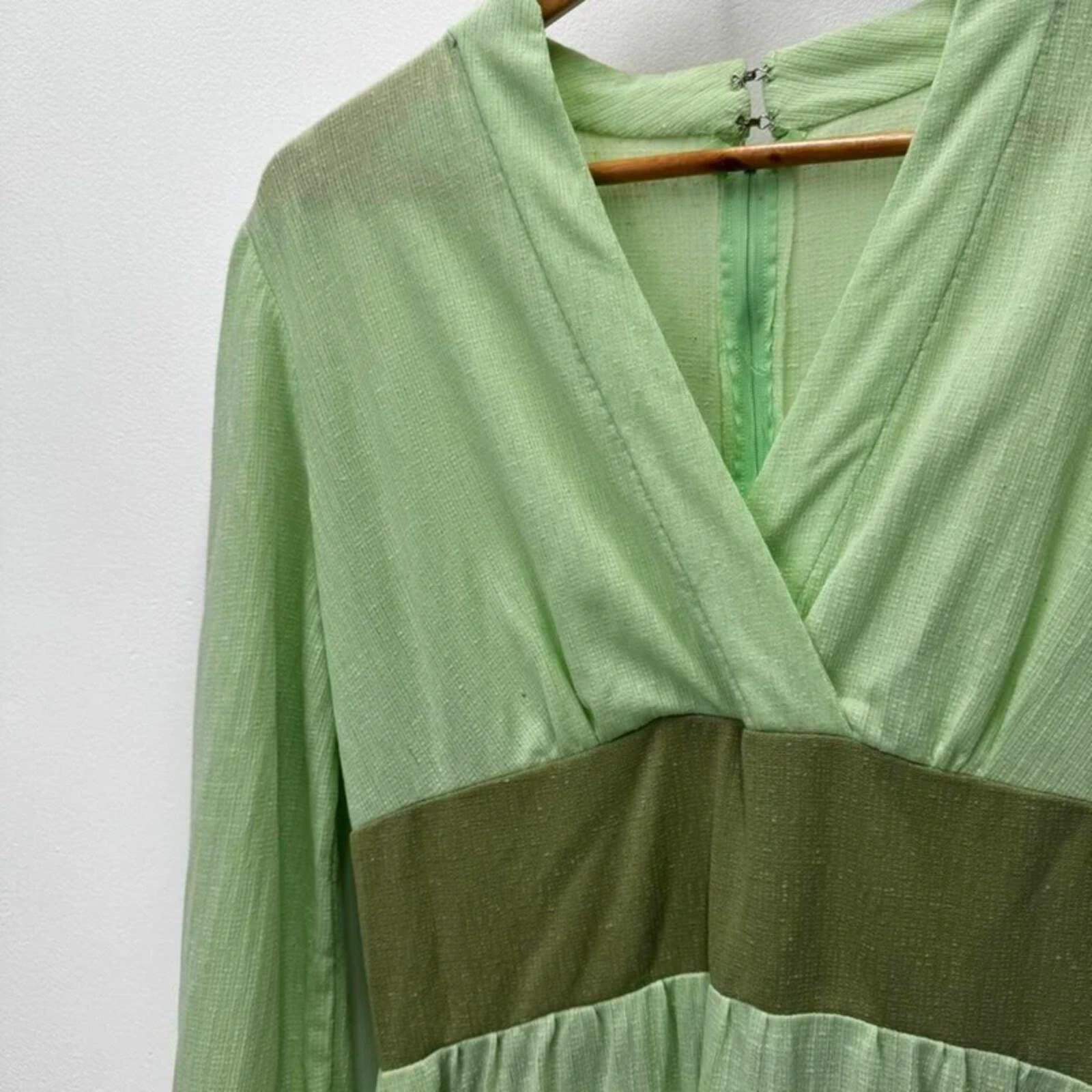 Vintage 70s Mint Green Maxi Dress
