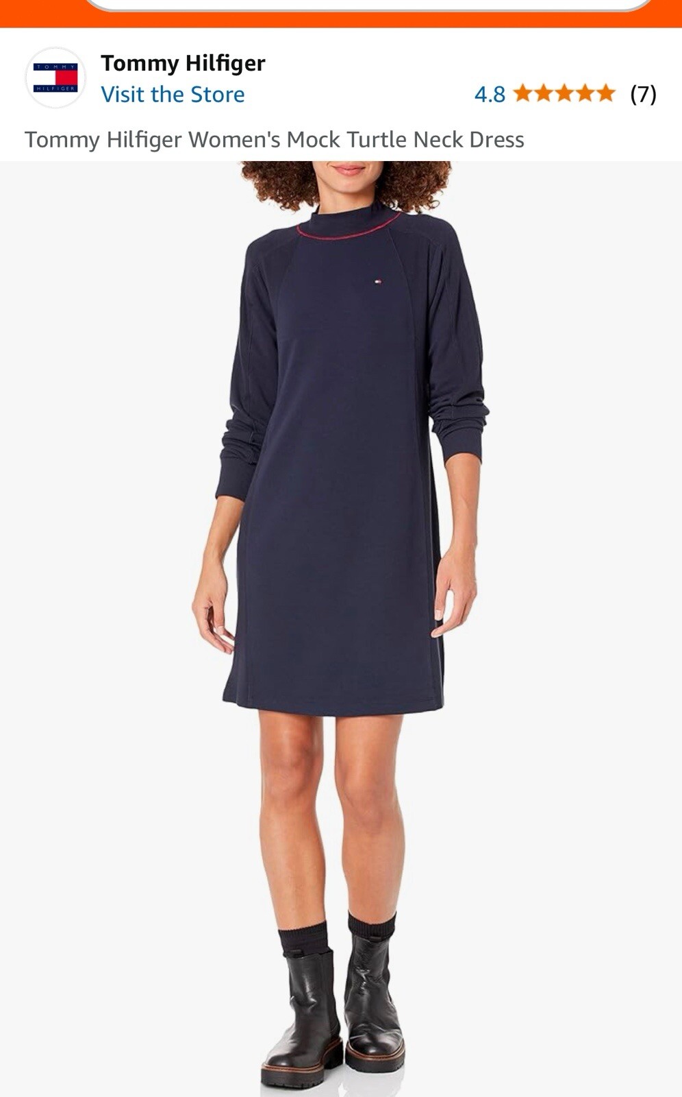 Tommy Hilfiger Women’s Mock Turtle Neck Dress Dark Blue Navy Size XS Ultra Soft