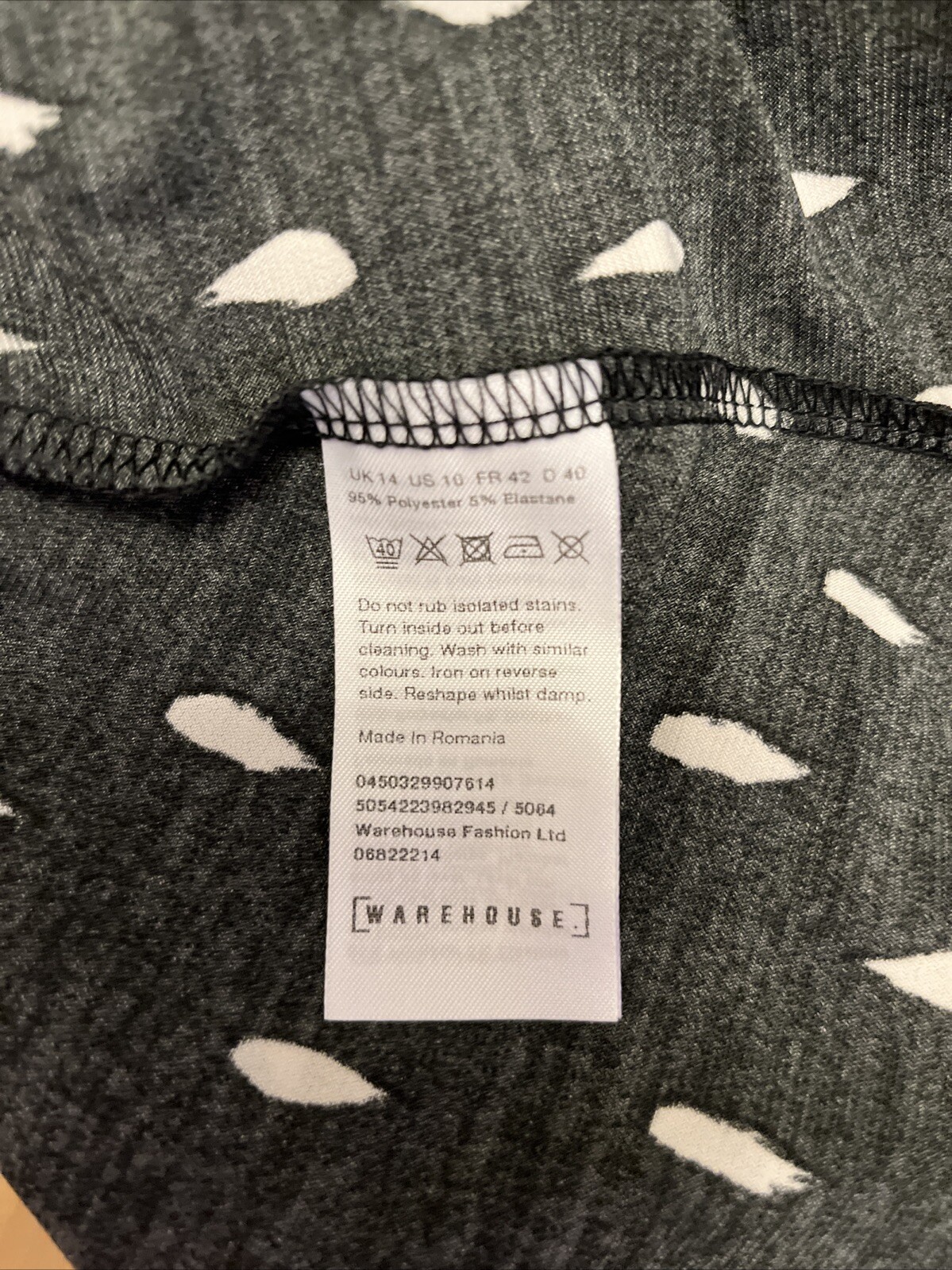 Warehouse Black Stretch Tie Detail Dress Size 14