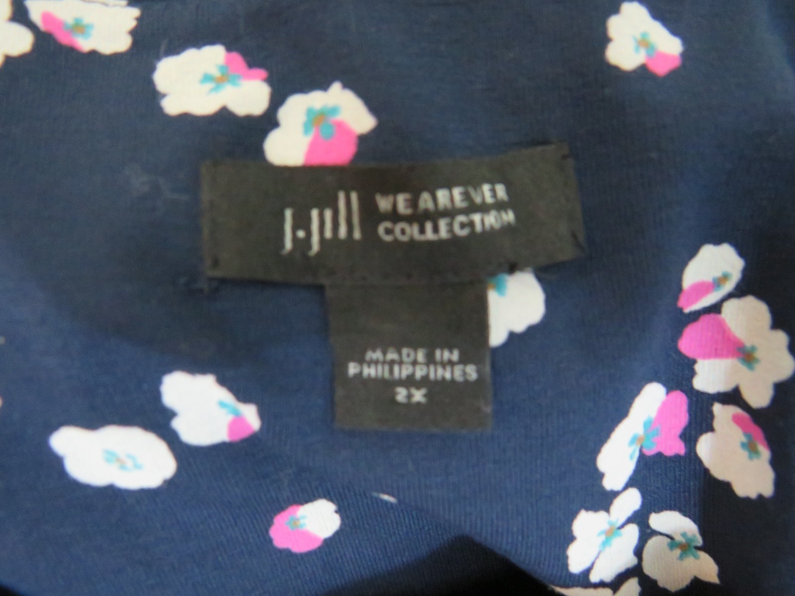 J Jill Size 2X Wearever Floral Shift Dress Pull On Casual Short Sleeve Blue