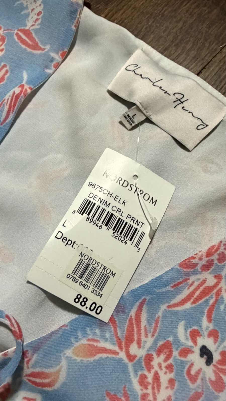 Charles Henry Blue Maxi Dress with Floral Print Size. Large Nordstrom’s NWT