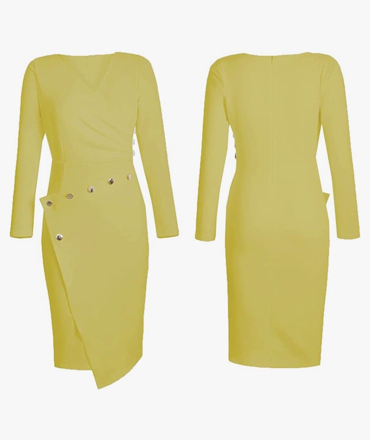 Women’s deep vneck casual work bodycon cocktail party pencil midi dress