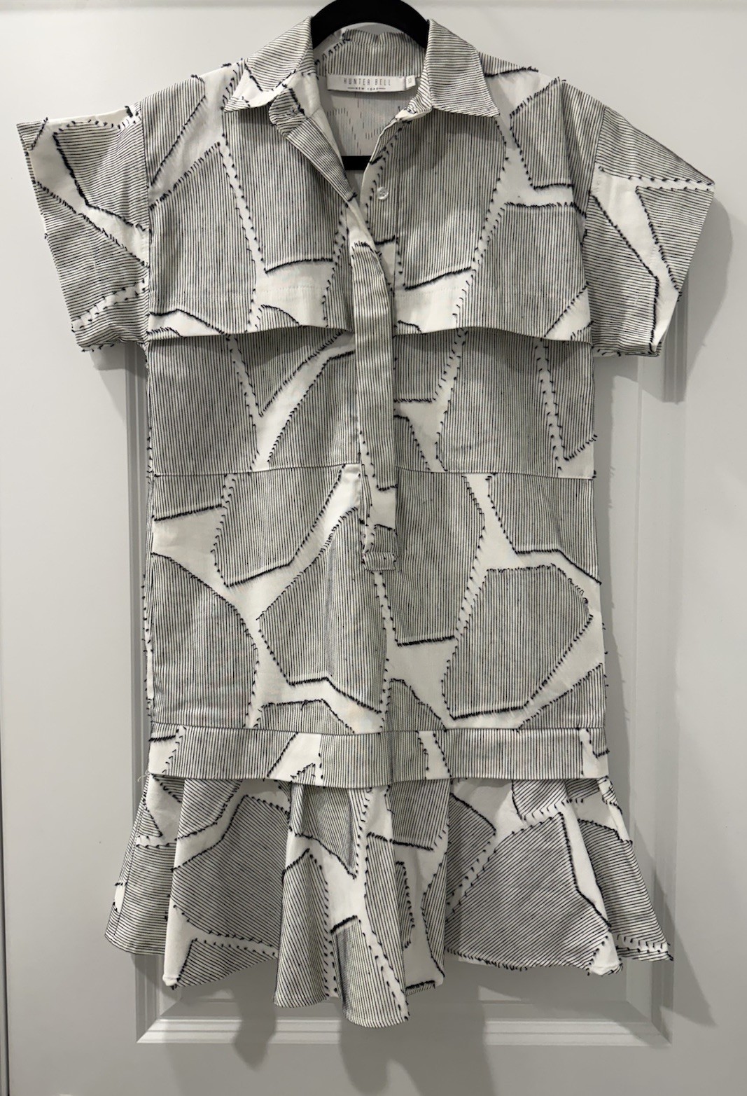 NWOT Hunter Bell Addison Dress cotton blend black white textured XS S New $465