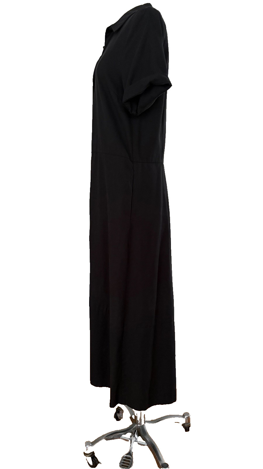 Greylin Black Button Up collared Dress w/ Side Pockets
