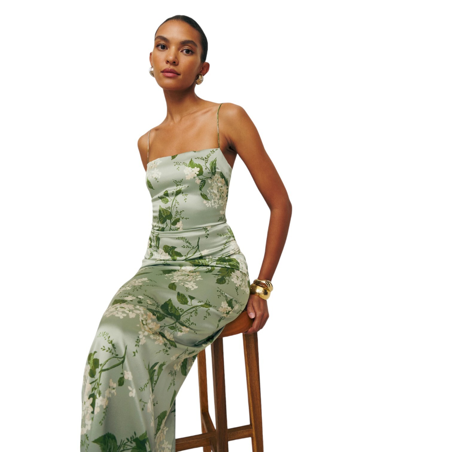 Reformation Frankie Silk Dress Tea Garden