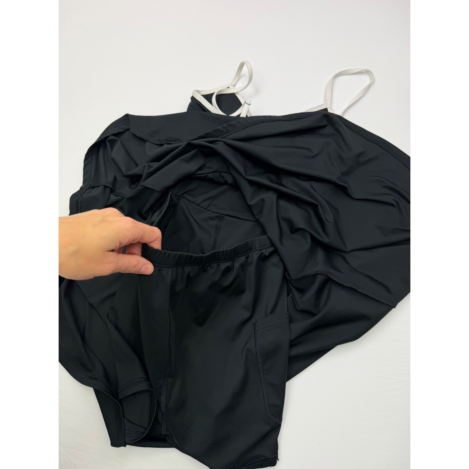 Gilly Hicks Active Dress Black White Trim Built-in Shorts Pocket XS Mini Tennis