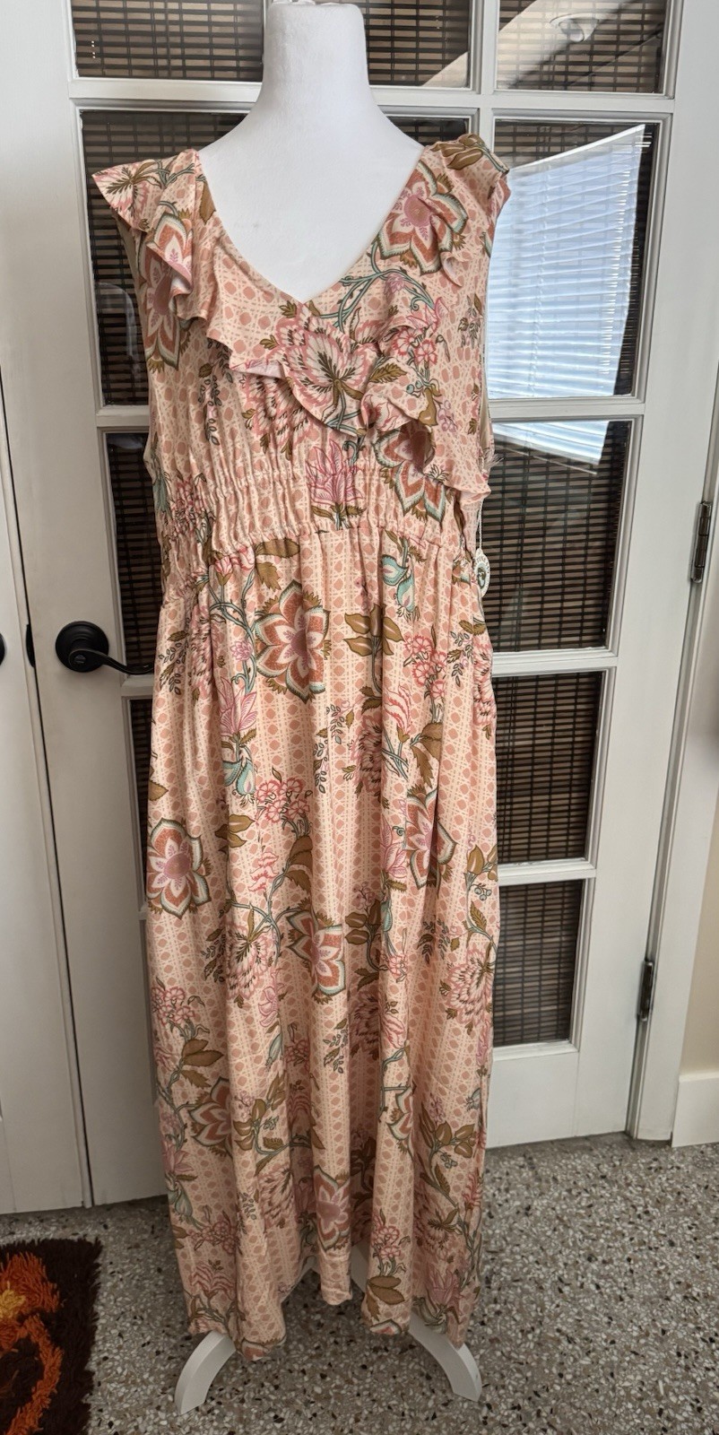 Spartina 449 Jeanette Midi Dress Calm Waters Floral Rise Cane NWT XXL