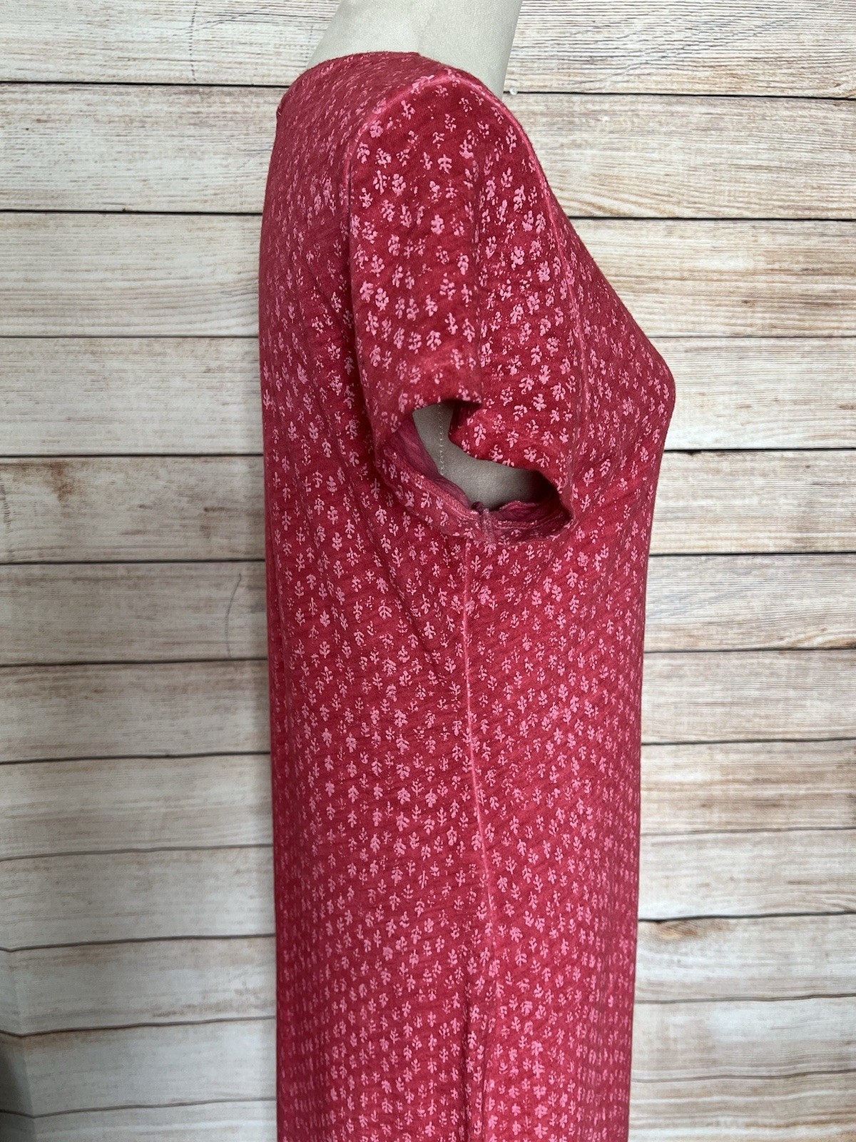 Peruvian Connection Pima Cotton Maxi Dress Sz M Side Slits Floral Pomegranate