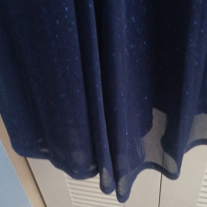 Navy Blue Sparkle Shawl Wrap Sleevless Built In Slip Cocktail Or Evening Dress