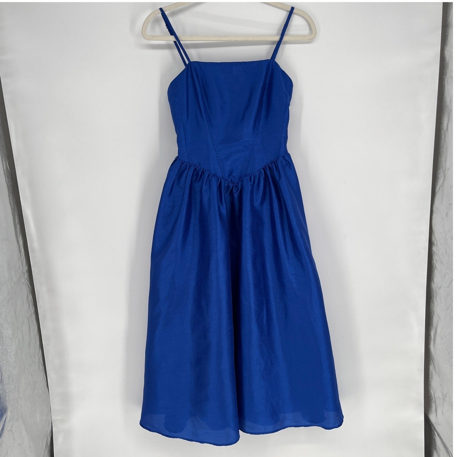 Hutch Royal Blue Midi Dress Medium Spaghetti Strap Fit Flare Wedding Guest