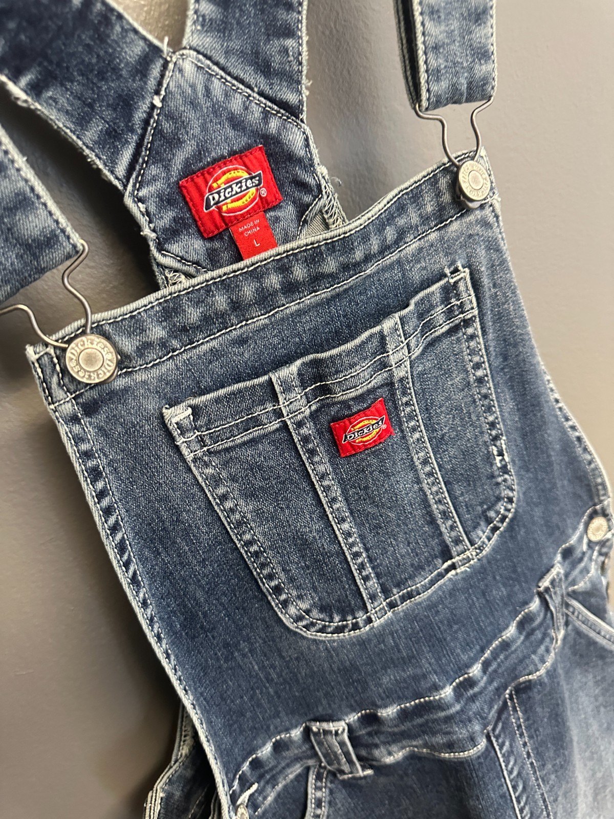 Dickies Overall Jean Dress Juniors Size L Dark Blue Denim Y2K Grunge Vintage