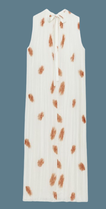 ZARA ZW COLLECTION SLEEVELESS LONG ECRU/RED PRINTED DRESS sz XS 6895/091
