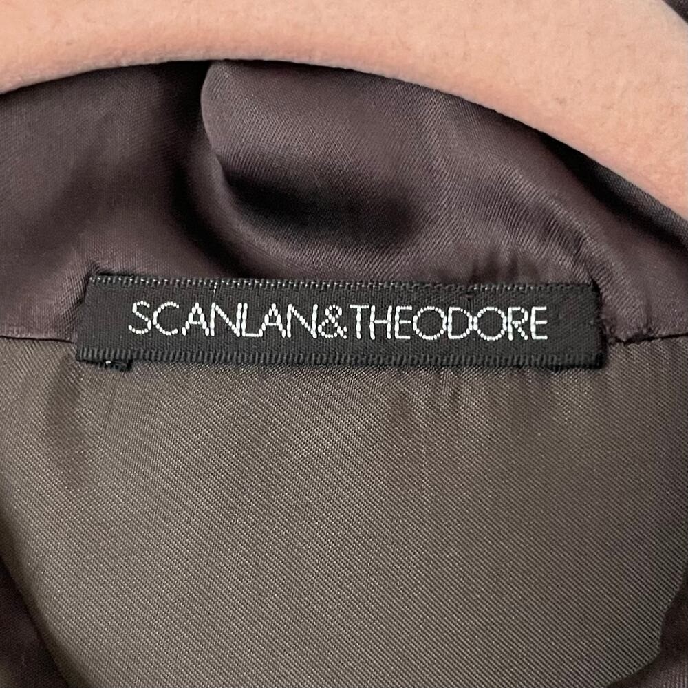 Scanlan Theodore Dress Womens Medium Brown Satin Mini Quiet Luxury Minimalist