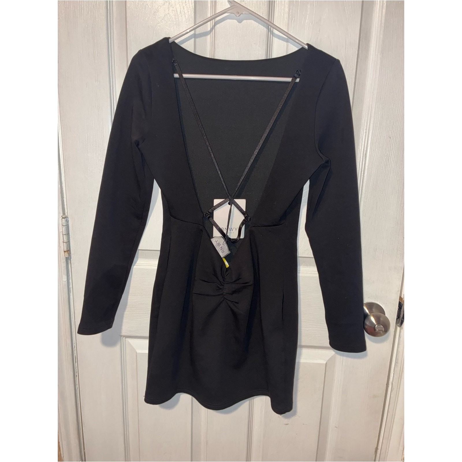 Thea mini dress Black RunAway The Label Long-Sleeve Open-Back Crisscross Straps