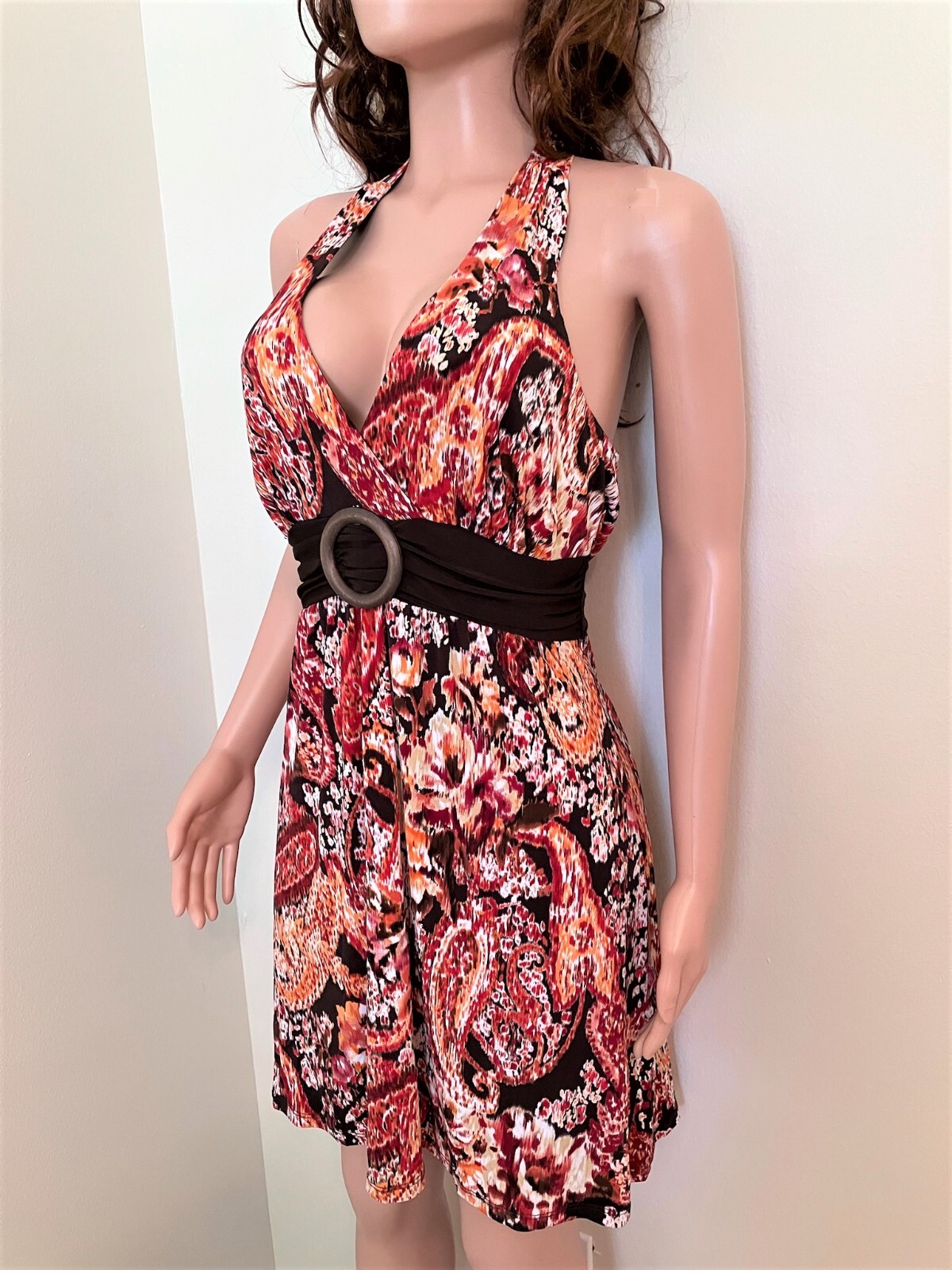 Wrapper Brand Halter Dress-Size XL-Contrast Trim-Above Knee -Summer Fashion-Sexy