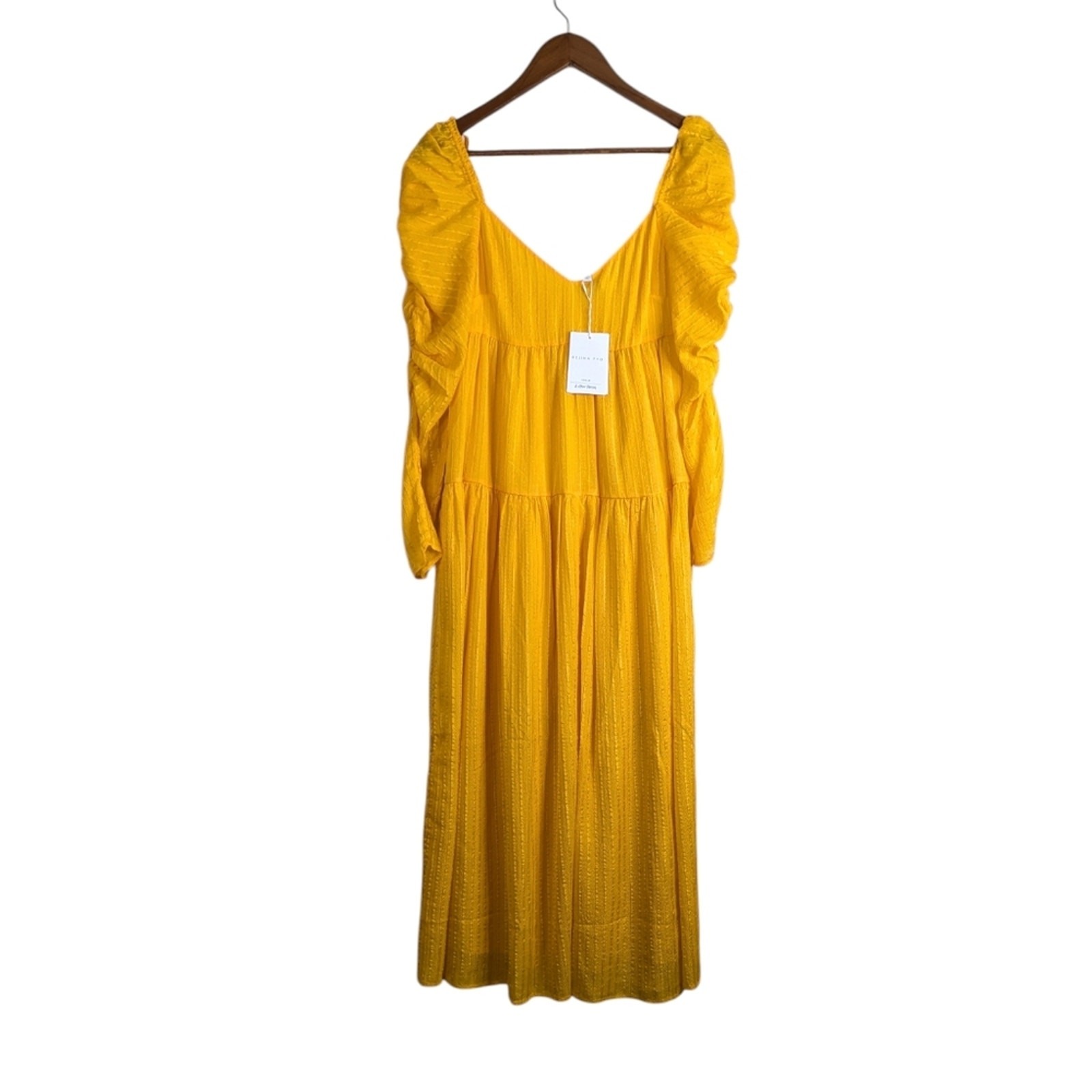 NEW Rejina Pyo Midi Dress Size 4 Mulberry Silk Puff Sleeve Feminine Romantic