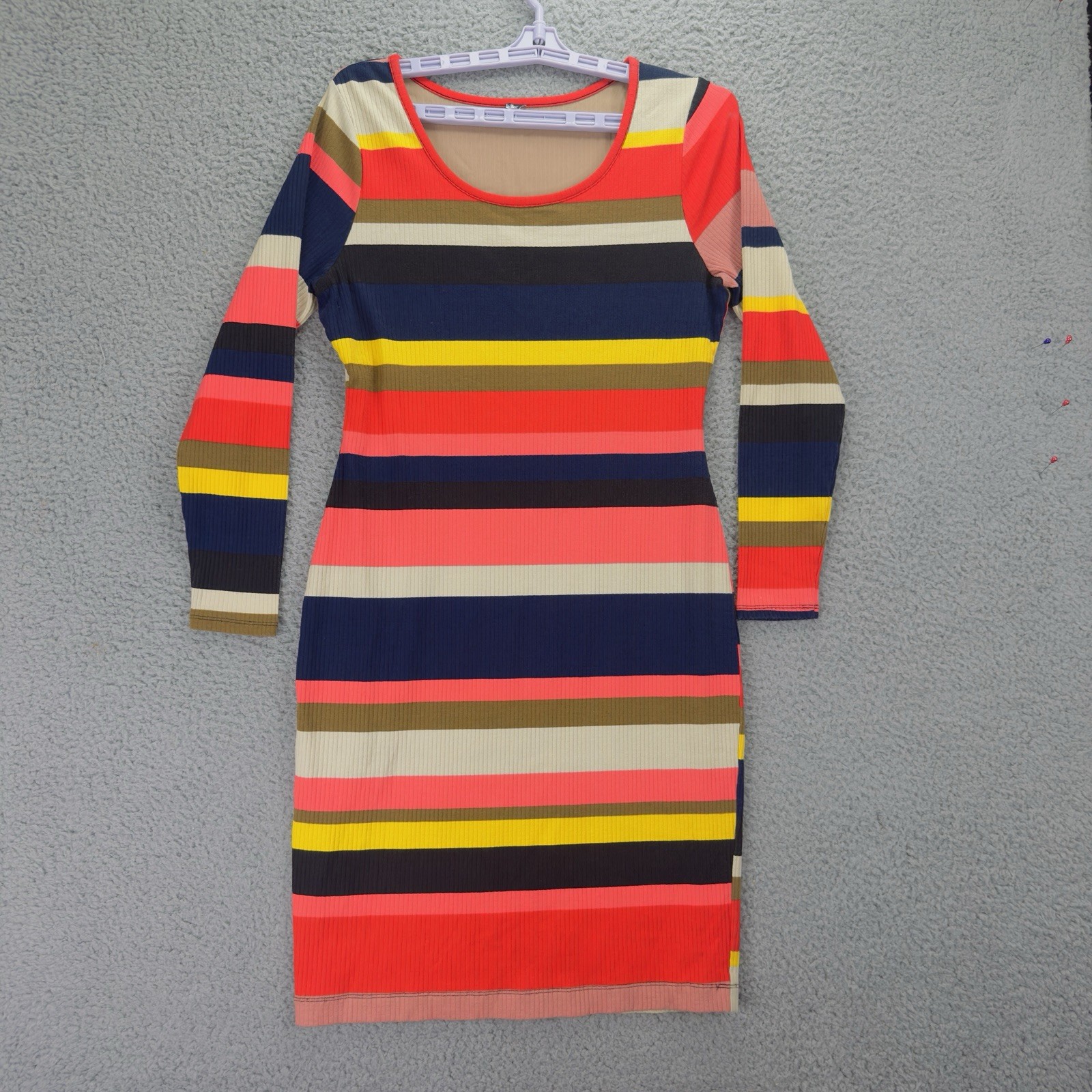 Plenty Tracy Reese Dress Small Multicolor Stripe Bodycon Stretch Lined