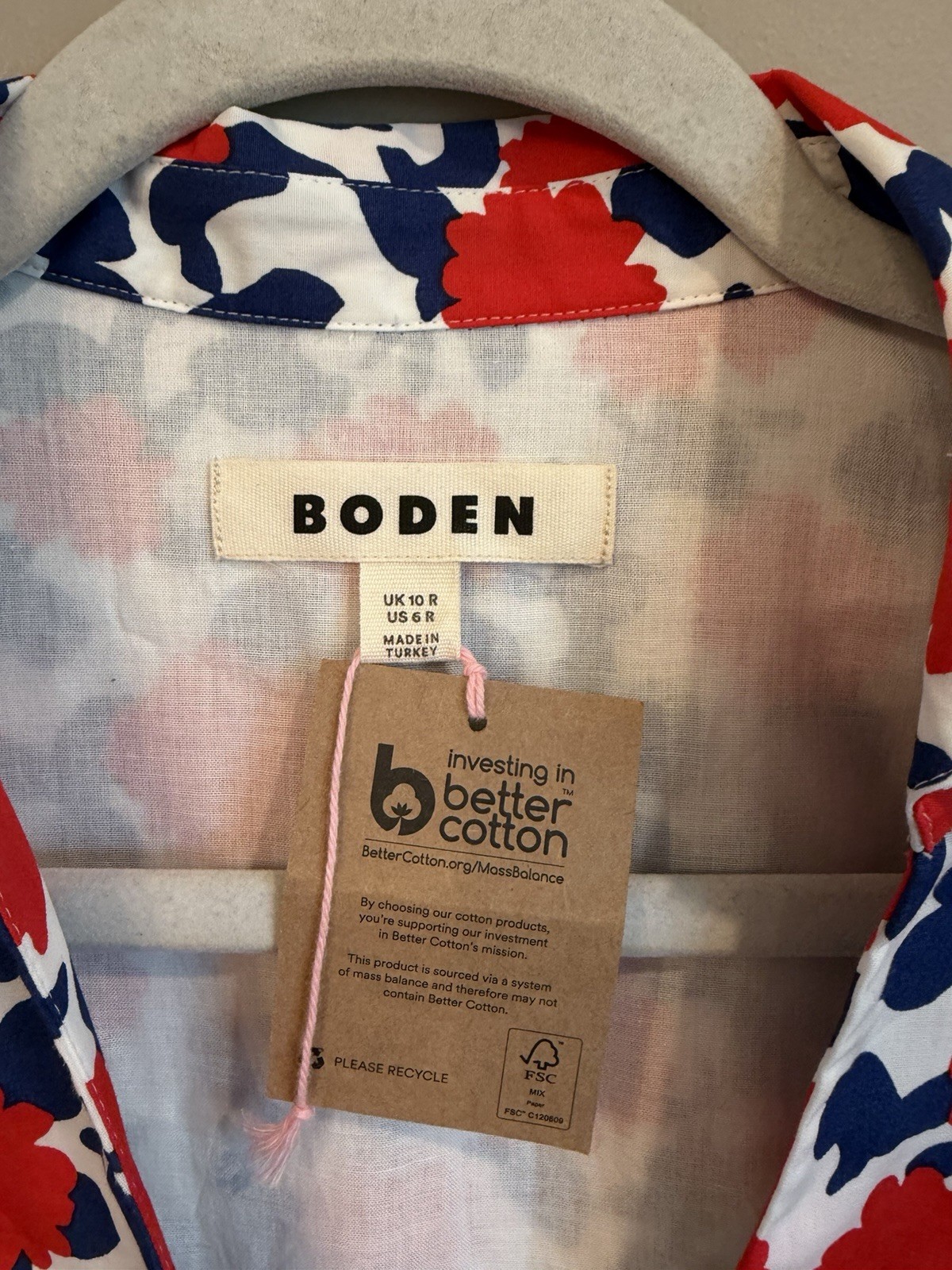 NEW Boden Julia Red White Blue Wrap Dress Size 6 Classic