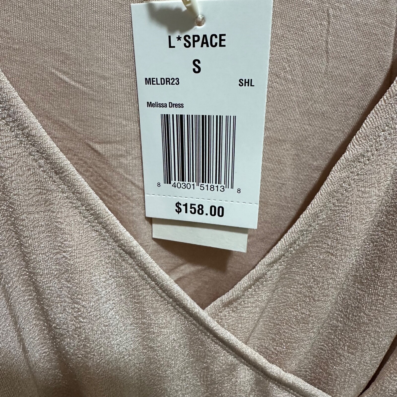 L*Space Size S Melissa Mini Dress Shell Champagne Ruched Surplice V-Neck NEW