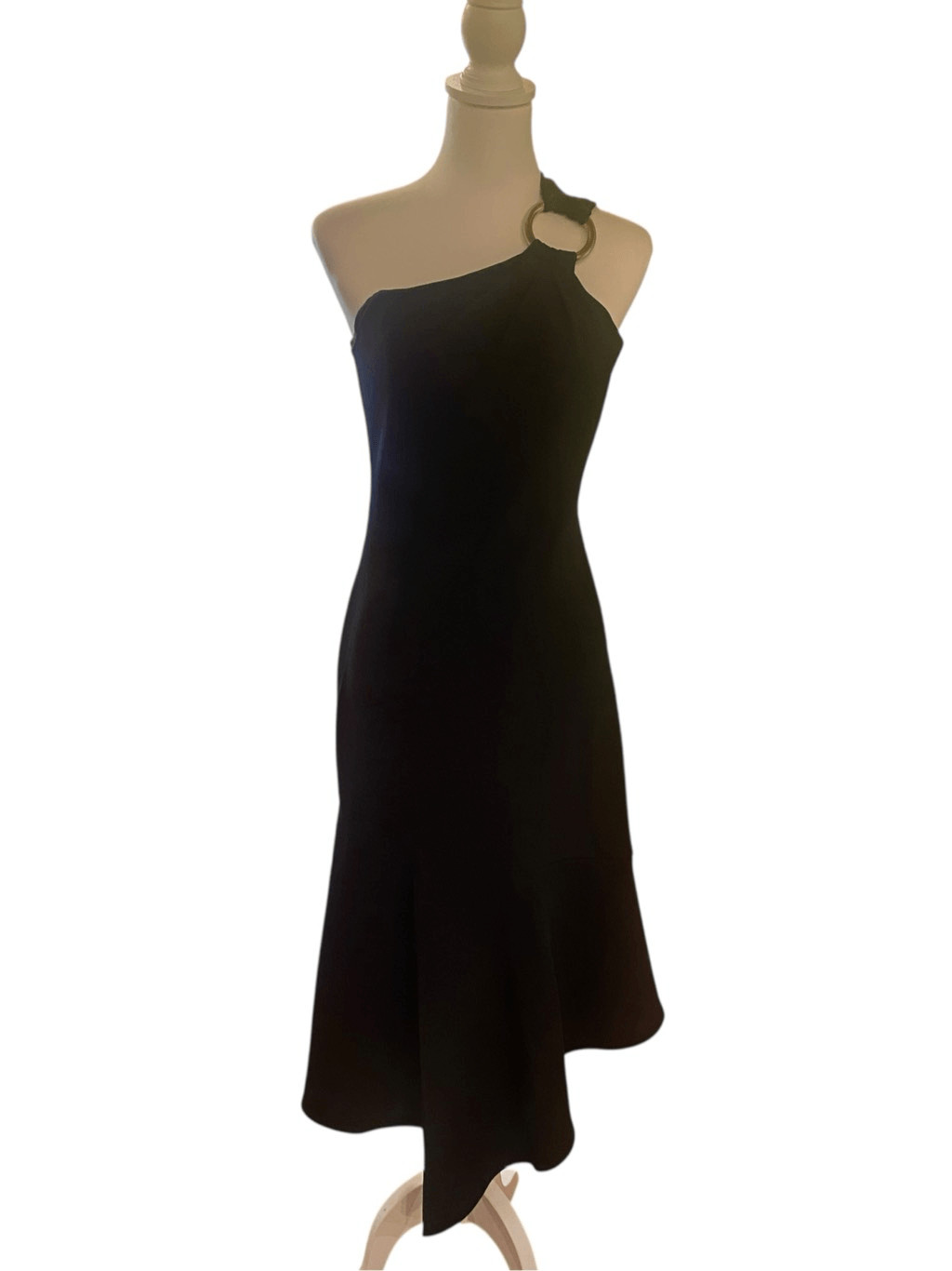 Shoshanna Eonia Black Asymmetrical One Shoulder Dress Size 0 MSRP: $570