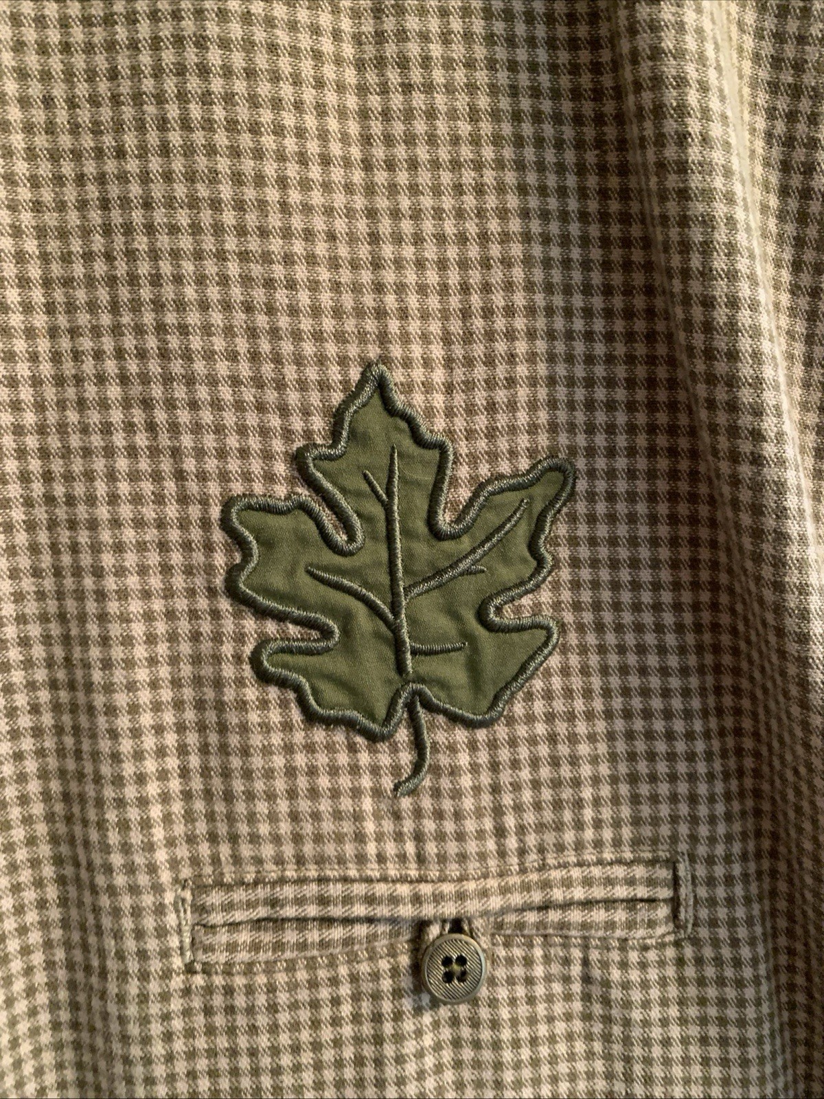 Christopher & Banks M Vtg Jumper W/Leaves Olive & Tan Check Maxi Dress