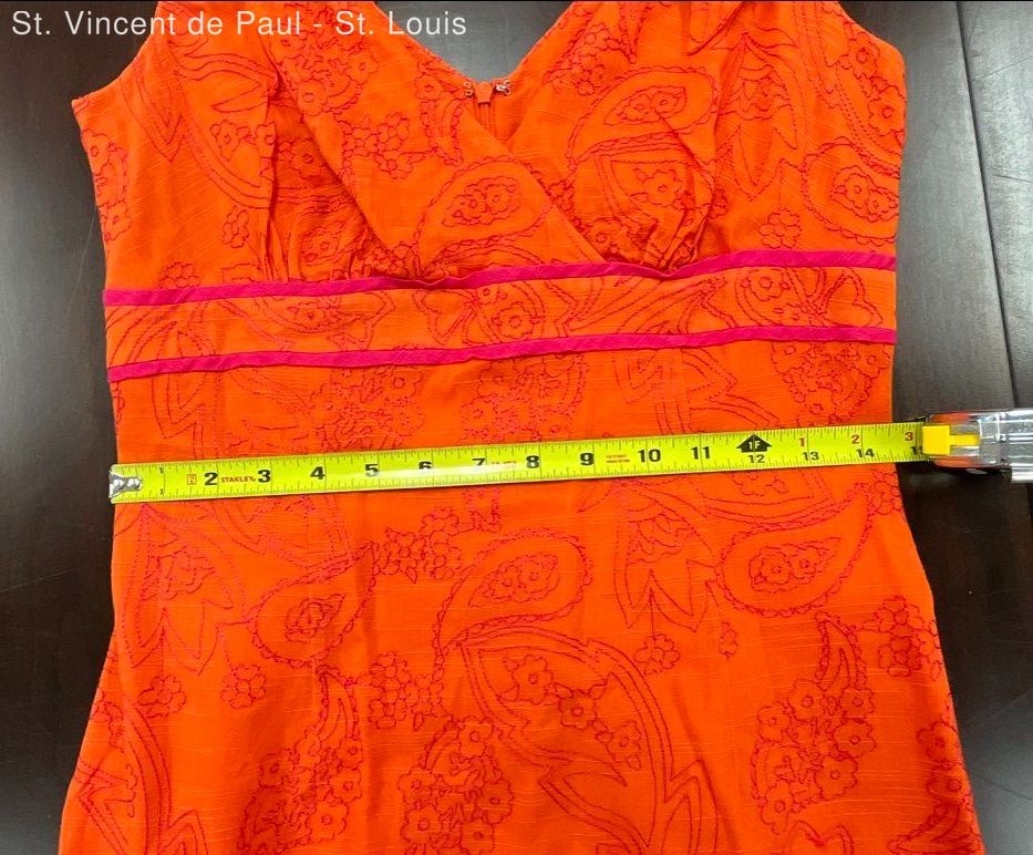 Lilly Pulitzer Womens Dress Embroidered Orange Paisley Sleeveless A Line Size 6