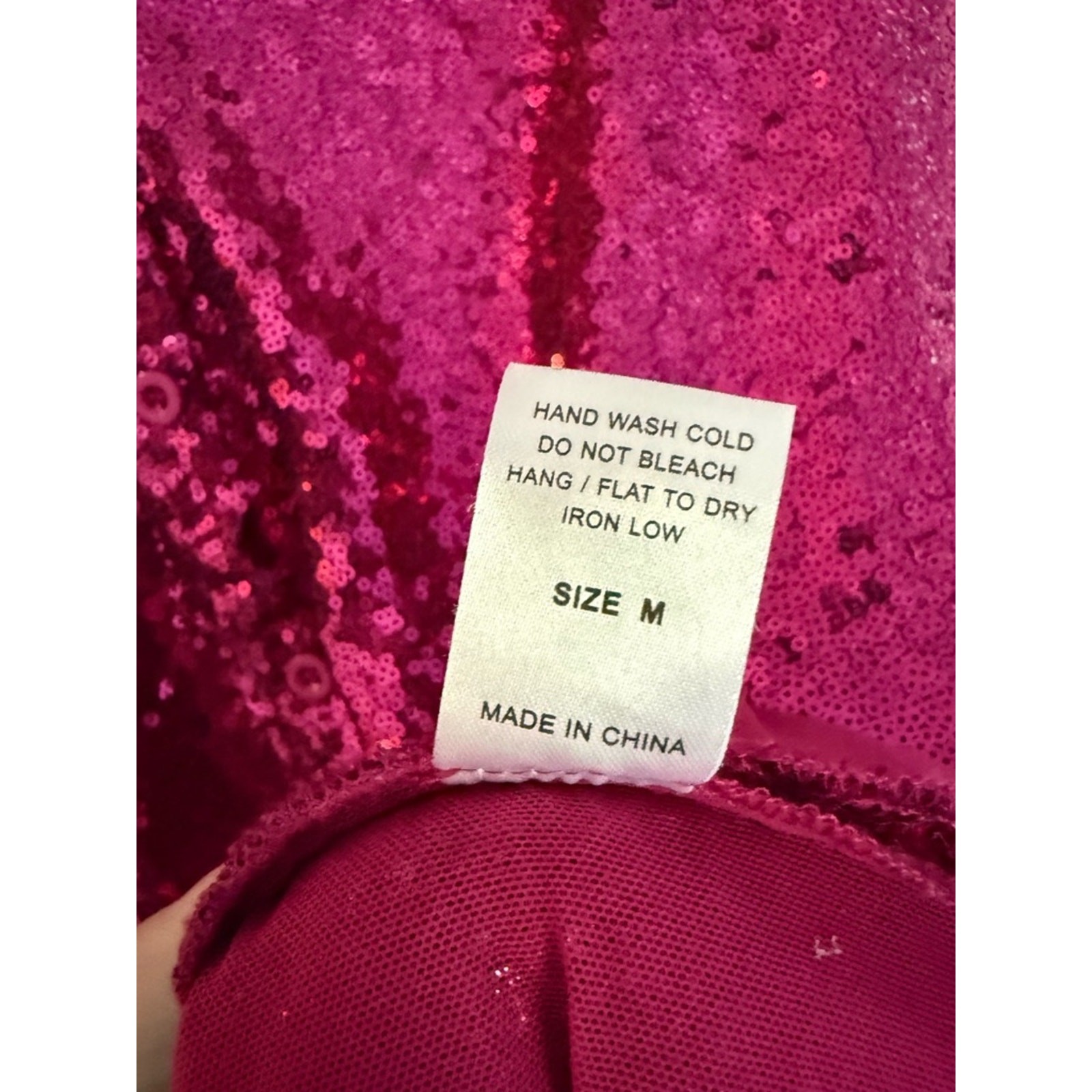 12th Tribe Hot Pink Sequin Long Sleeve Shirt Dress Collared Button Down Medium