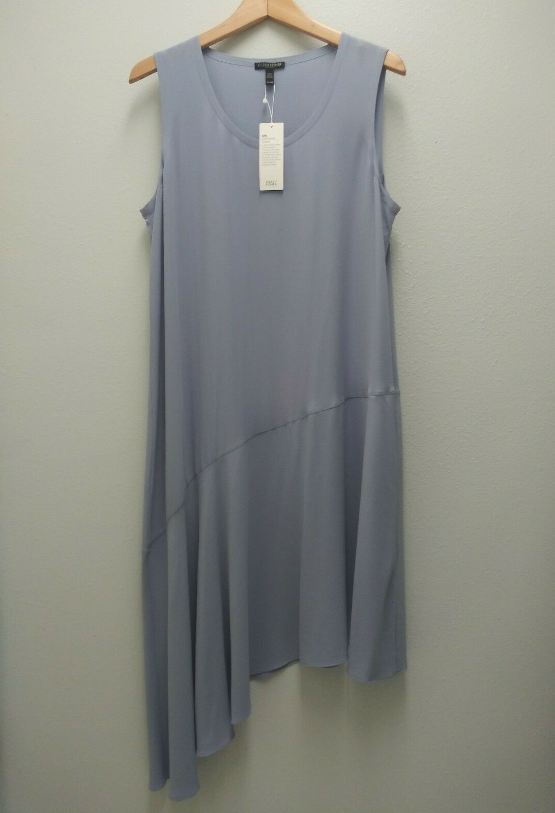 Eileen Fisher New Size PL Larkspur Blue Silk Georgette Crepe Dress