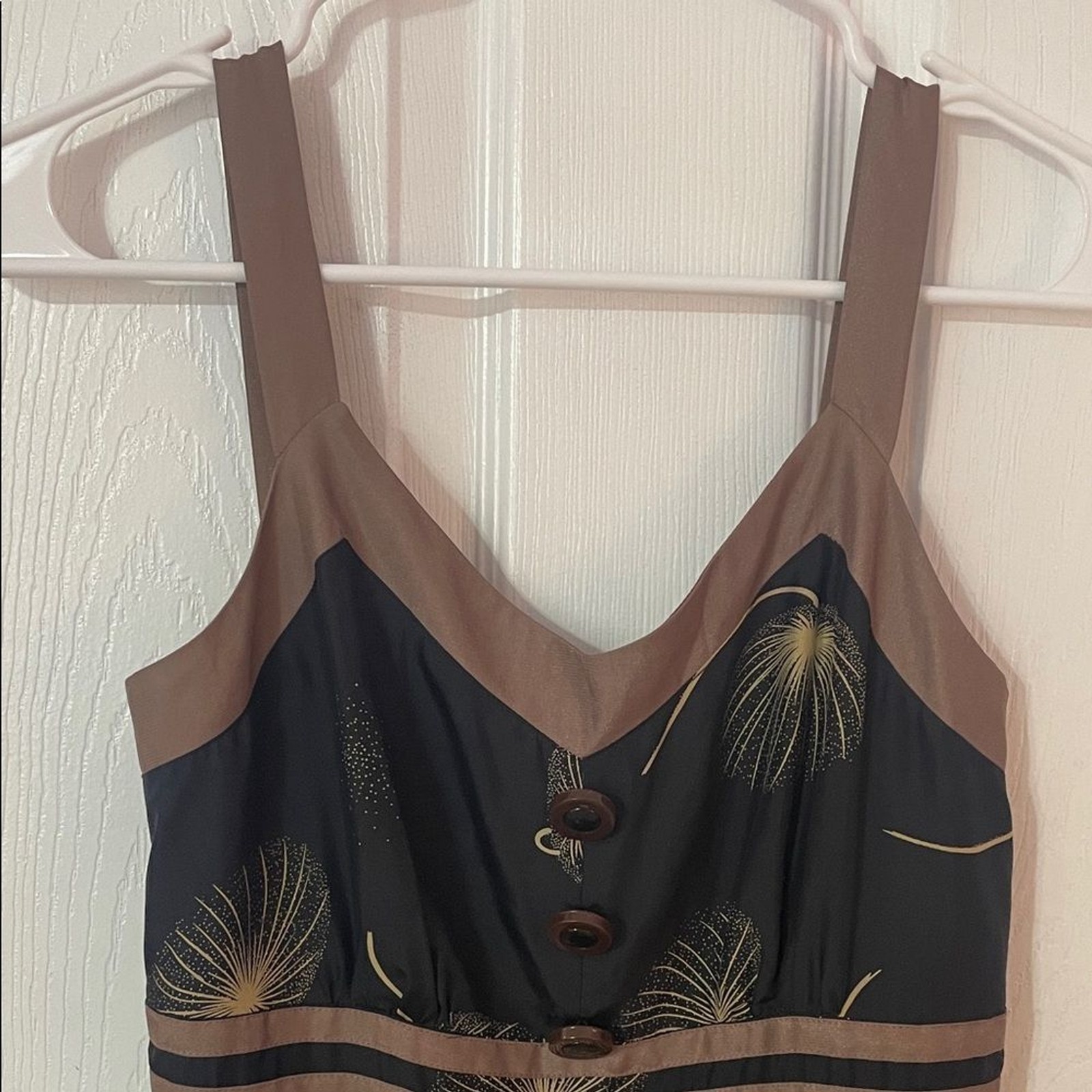 Anthropology Black “Dandelion Wish” V-Necked, Smocked Mini Dress -Silk Size 4
