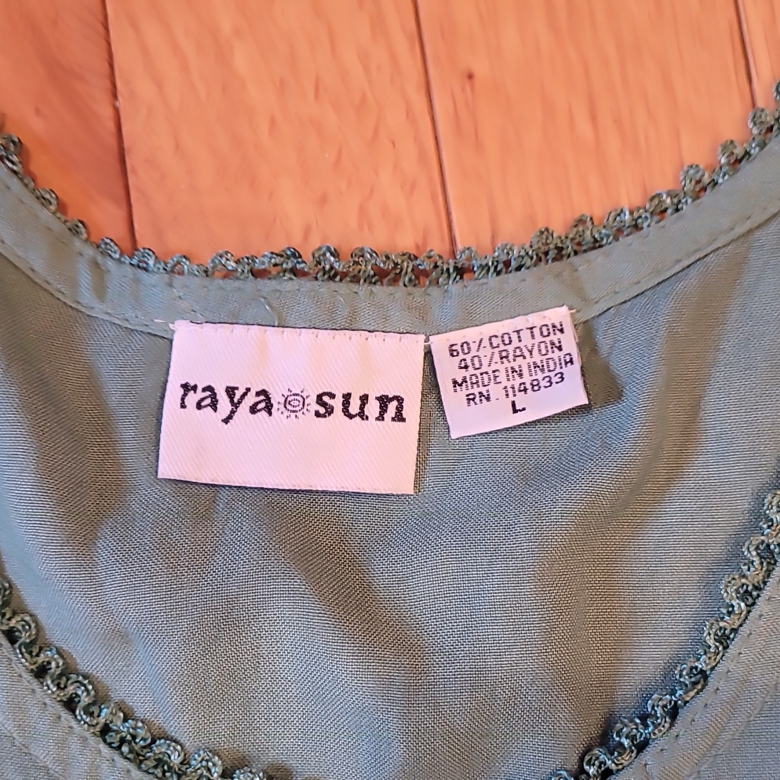 Raya Sun Blue/Green Pineapple Print Maxi Dress L Sleeveless Drawstring