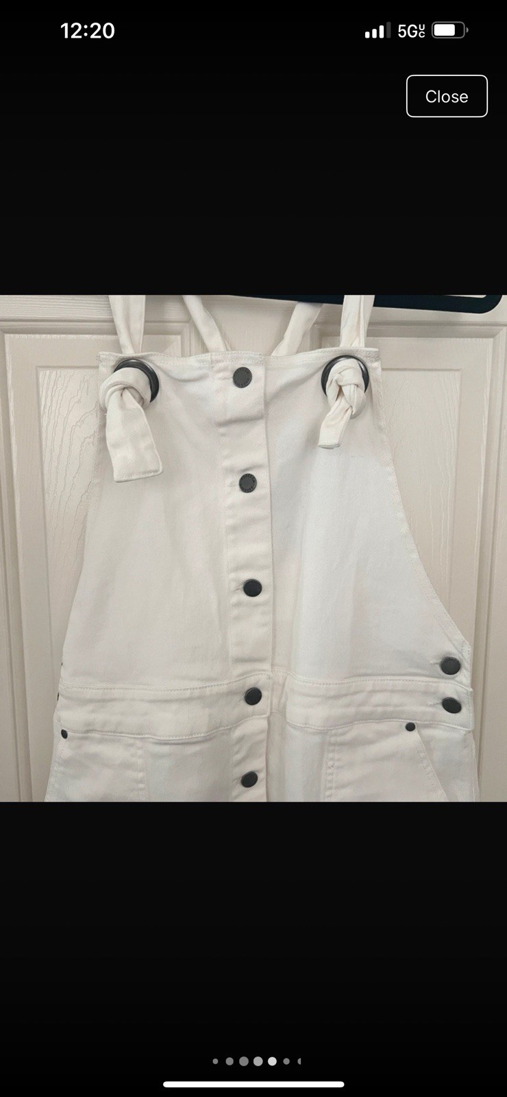 Rebecca Minkoff White Denim Button-Front Overall skirt Square Neck Pockets Large