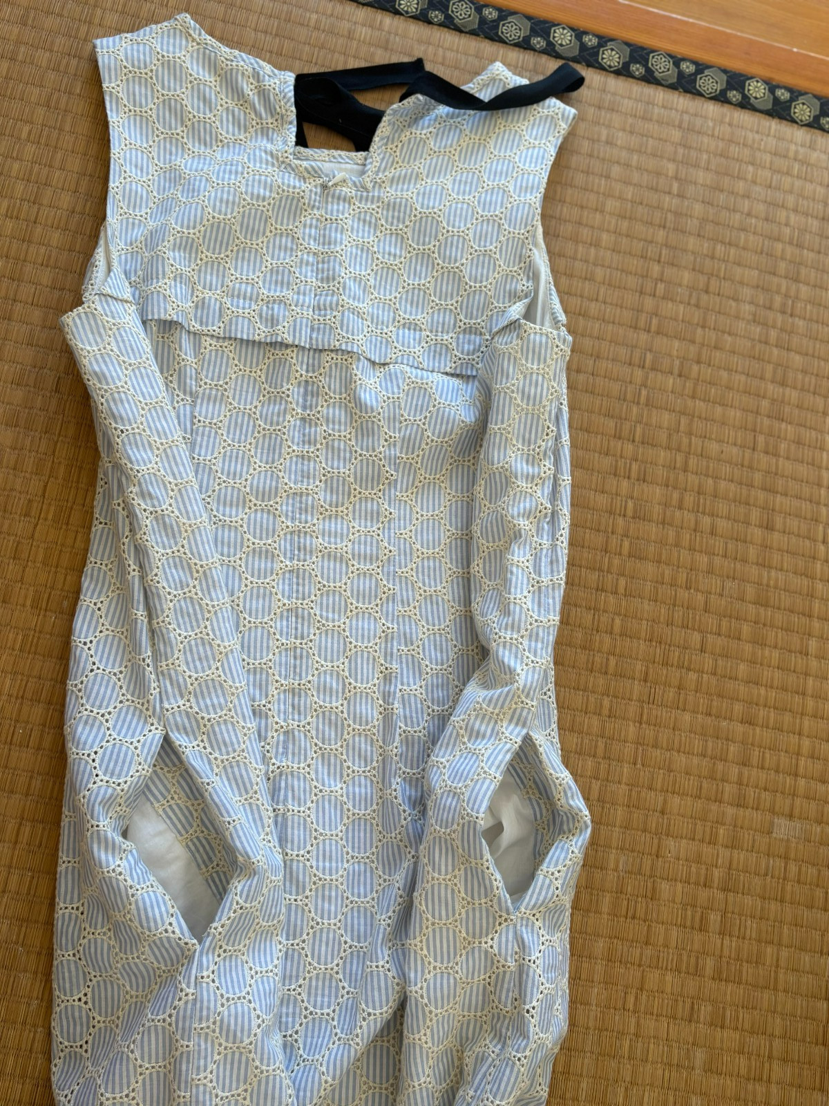 JCrew Blue White Seersucker Eyelet Shift Lined Side Pocket Dress New wo Tag sz 4