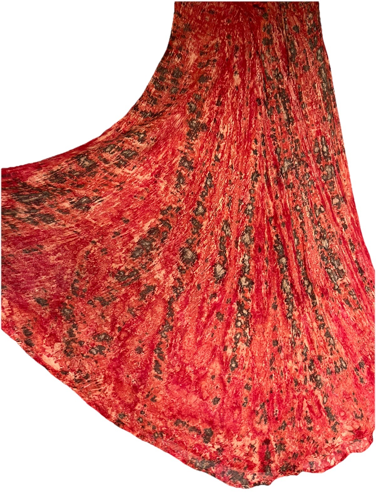 Cute Options Boho Batik Dress OS Rust Orange Flowy Handkerchief Hem Festival