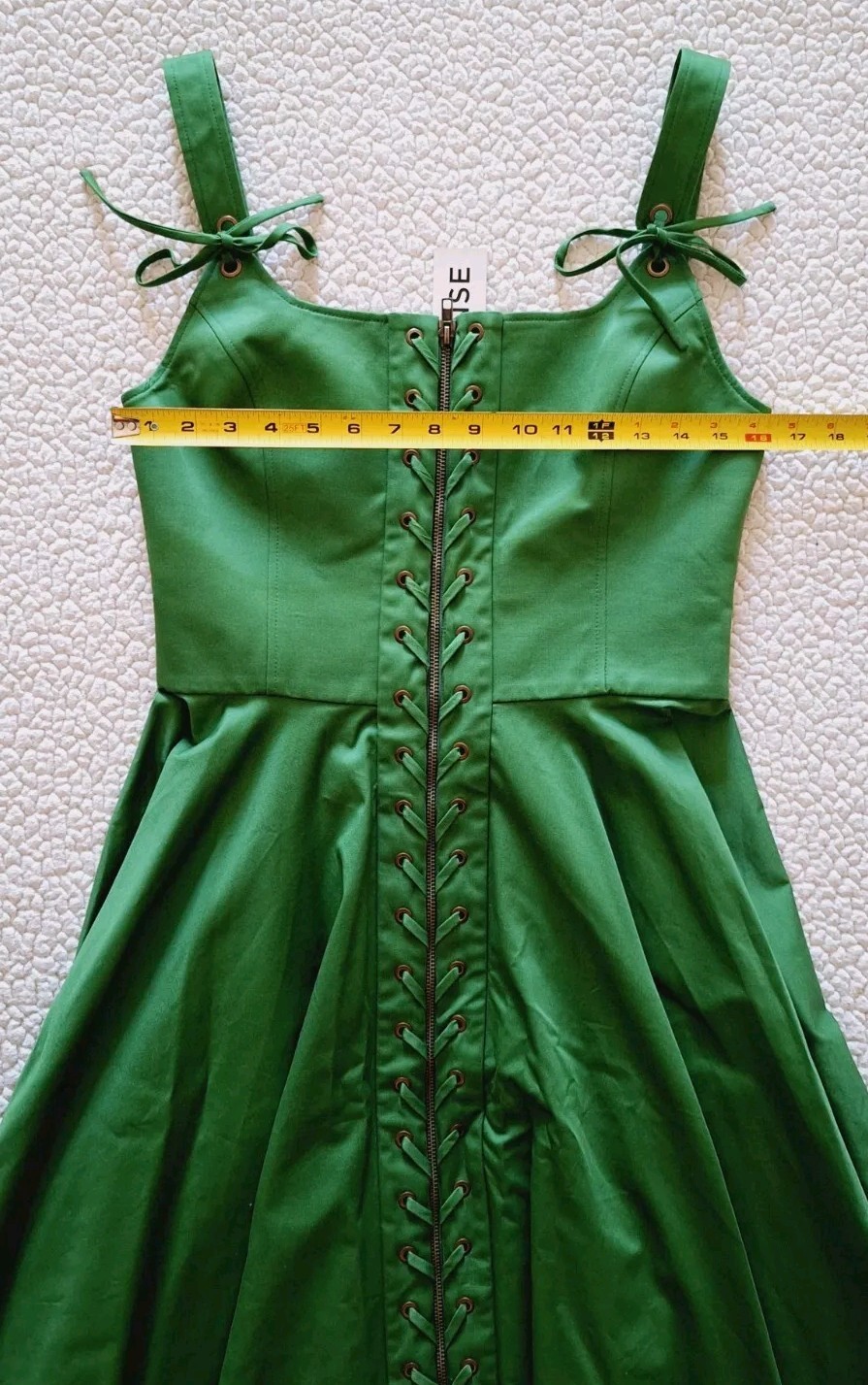 MONSE Laced Front Asymmetric Stretch Cotton Midi Dress Green Sz 10 Org $1,290