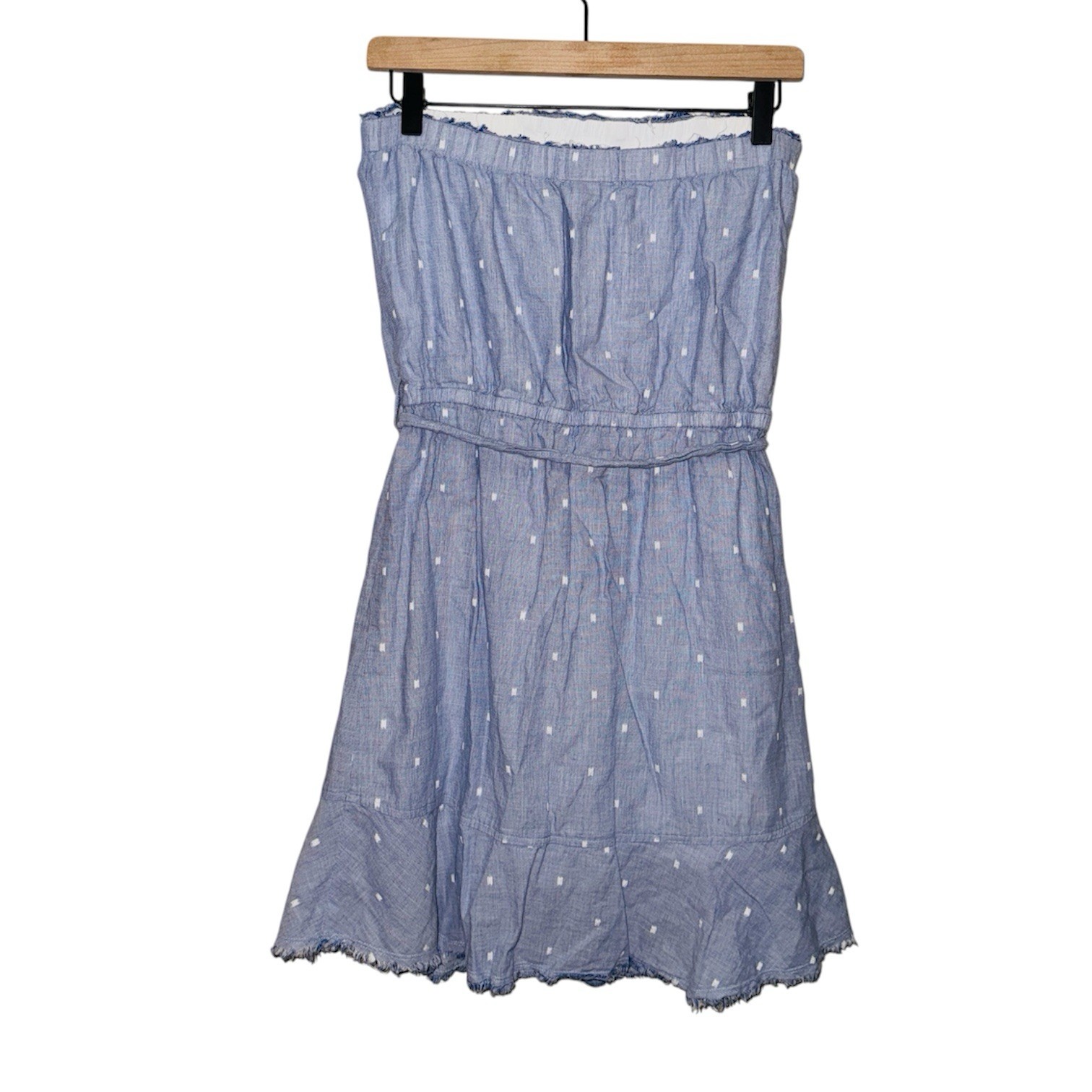 Cloth & Stone Strapless Textured Dotted Ruffle Hem Waist Tie Mini Dress S