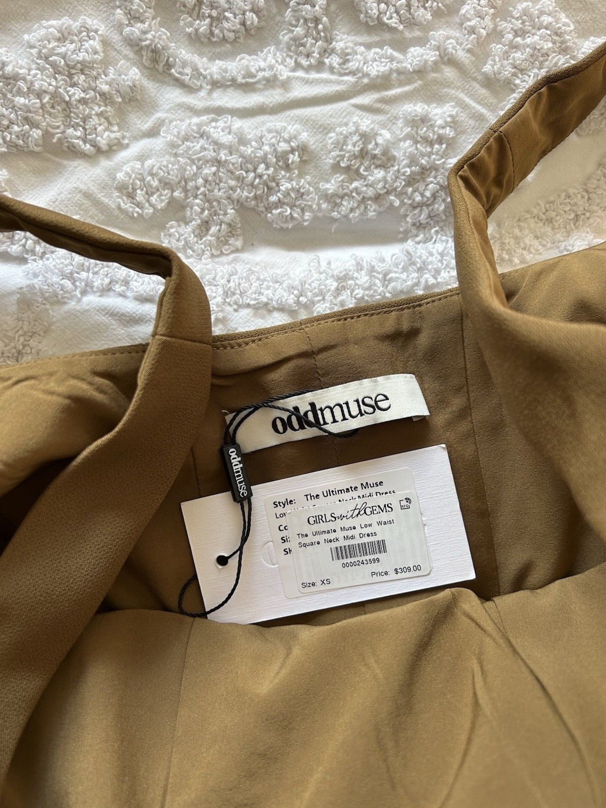 ODD MUSE – The Ultimate Muse Low Waist Square Neck Midi Dress – Olive XS BNWT!