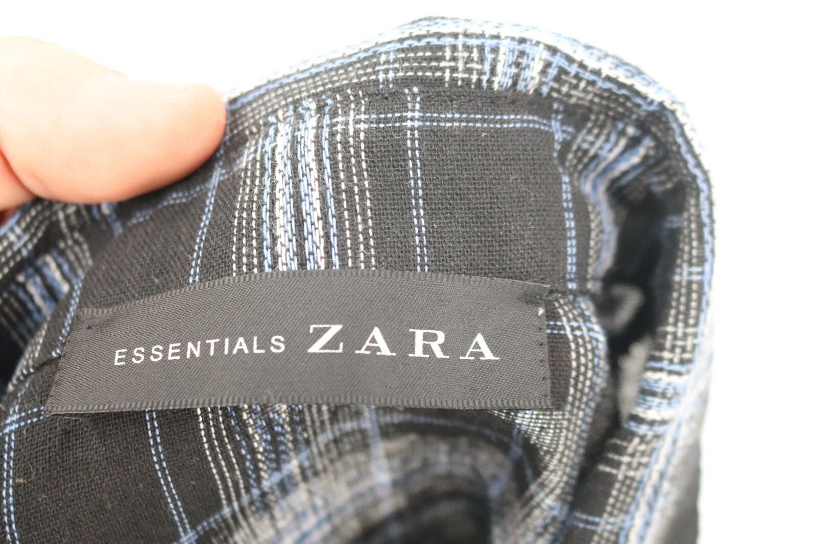 Zara Womens M/L Button front shirt dress plaid check blue collared pockets