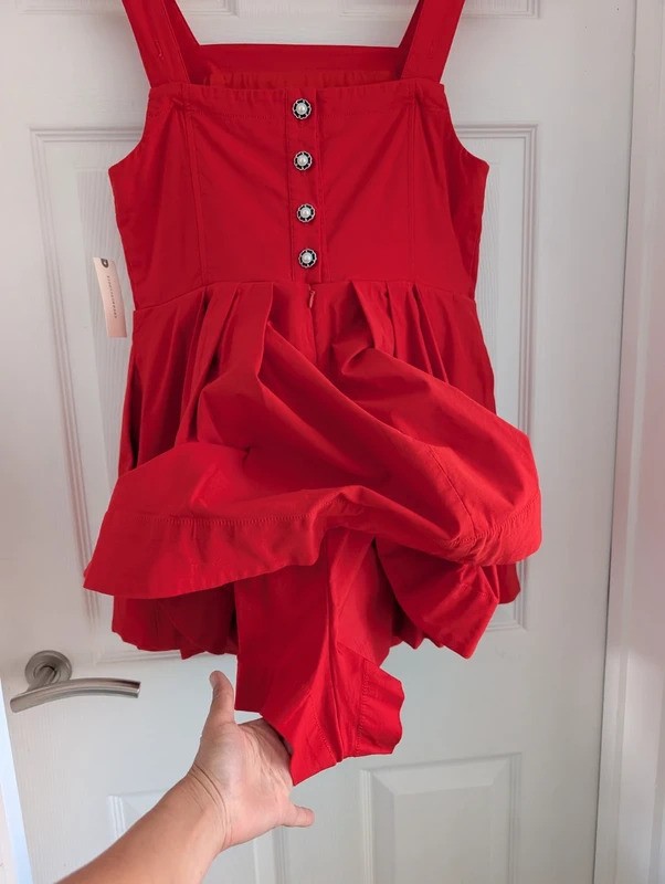 Maeve Anthropologie Red Playsuit Romper Size M BNWT Fit & Flare Button Front