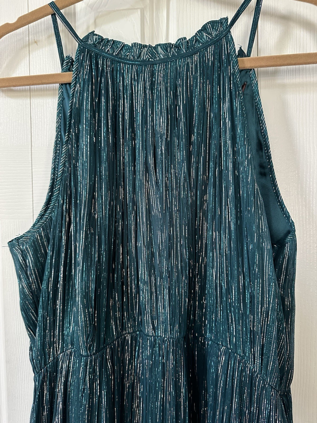 Anthropologie Metallic Celestial Halter maxi Gown by Ranna Gill Size L