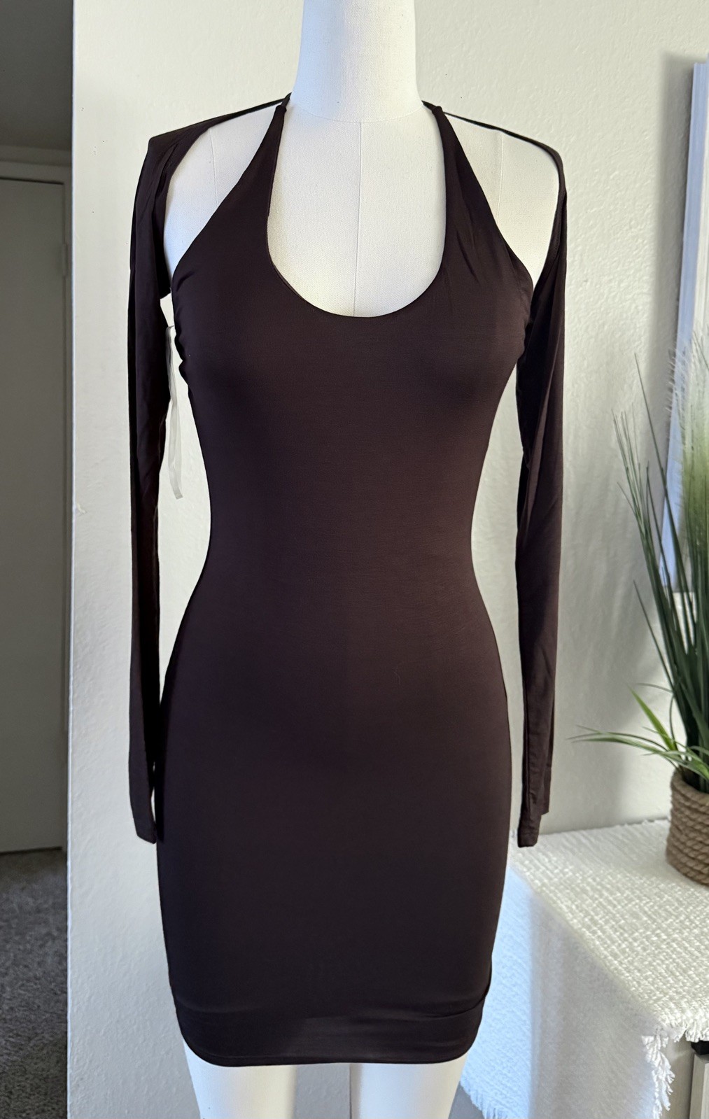 OOTDFASH TRESSER Women’s Brown Two Piece Bolero And Sexy/ Club Mini Dress