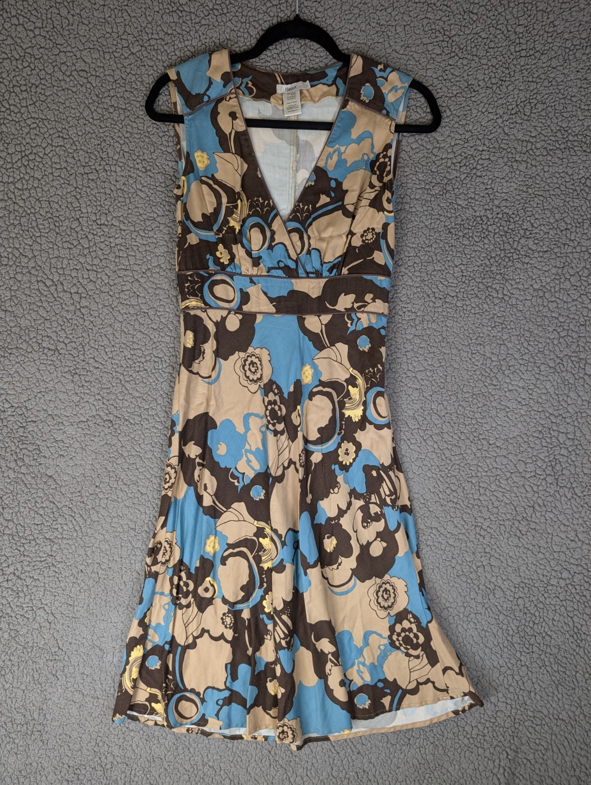 Filippa K Dress Sleeveless Geometric 70s Print Size Small Brown Blue Scandinavia