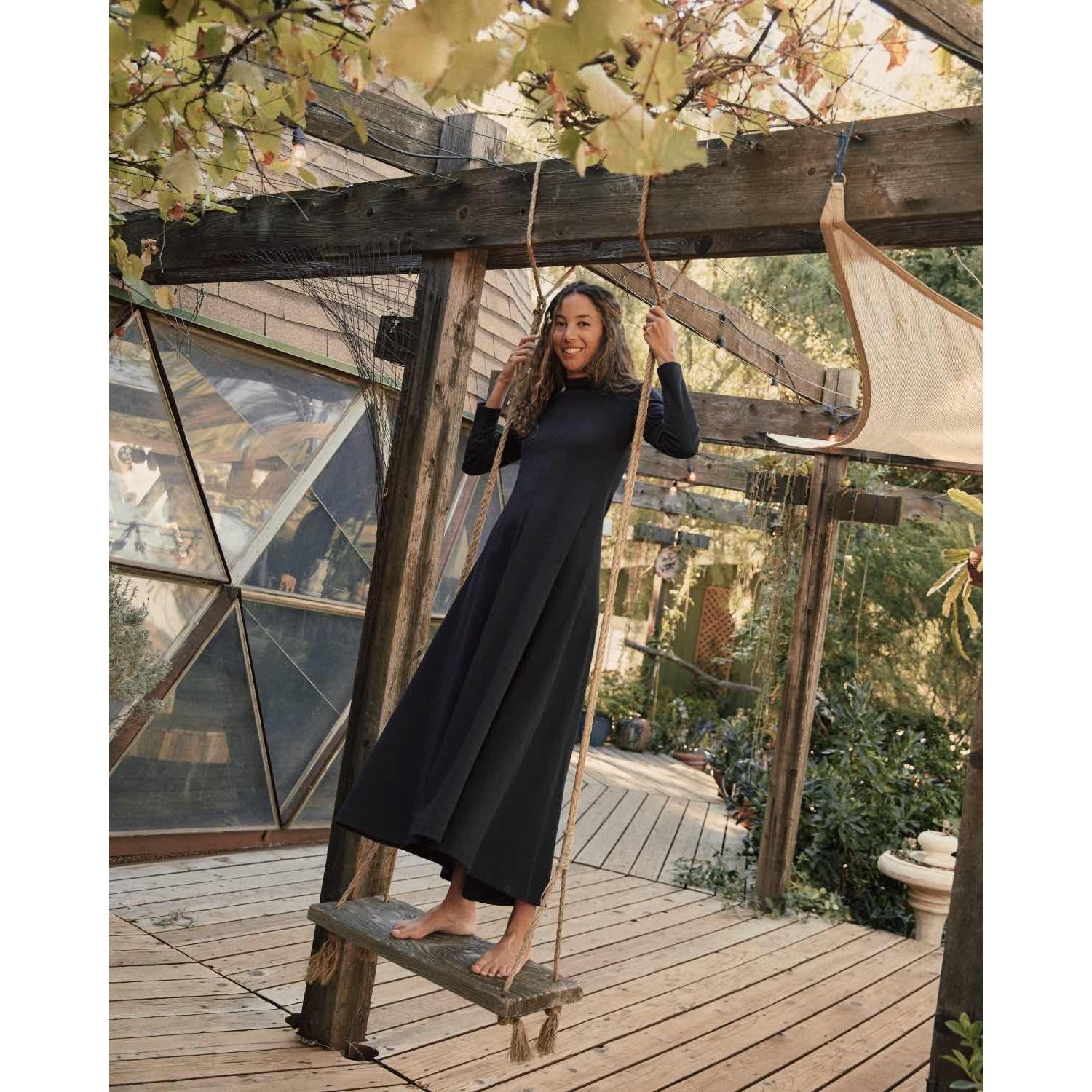 Christy Dawn Noir Black Long Sleeve Bowie Maxi Dress S