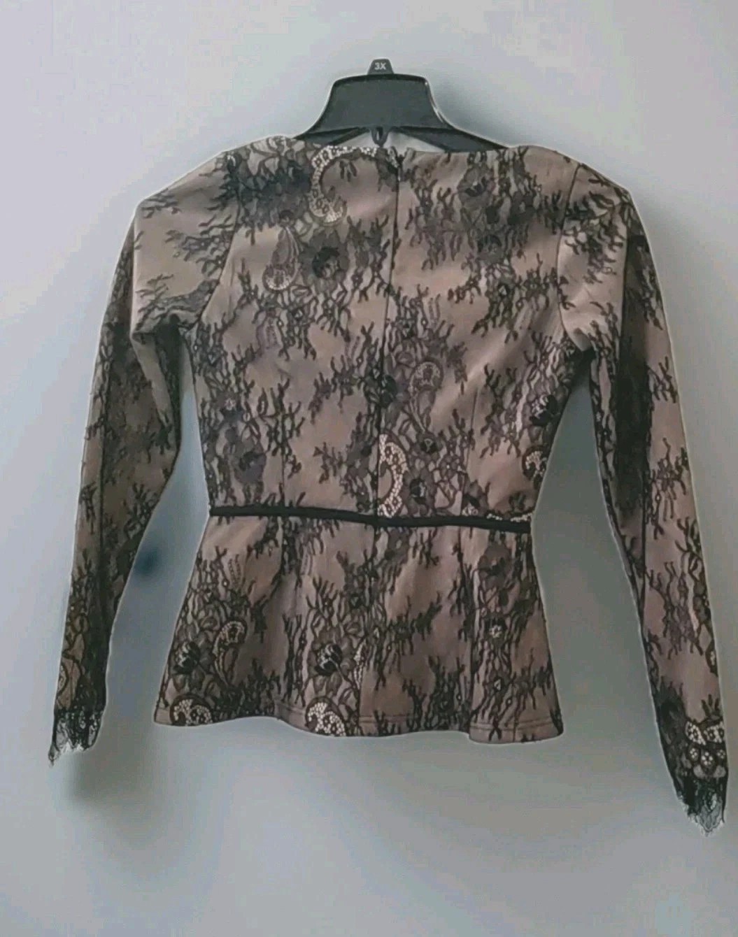 BLITHE LA Elegant Party Black Lace W. Tan Lining Pants Suit Woman’s Sz Small