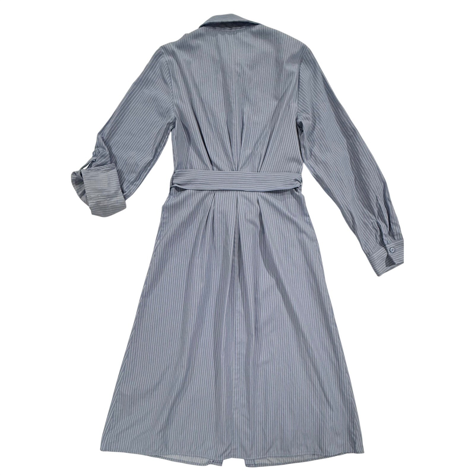 Primark Womens Blue White Striped Button Front Midi Shirt Dress Size 2 W475